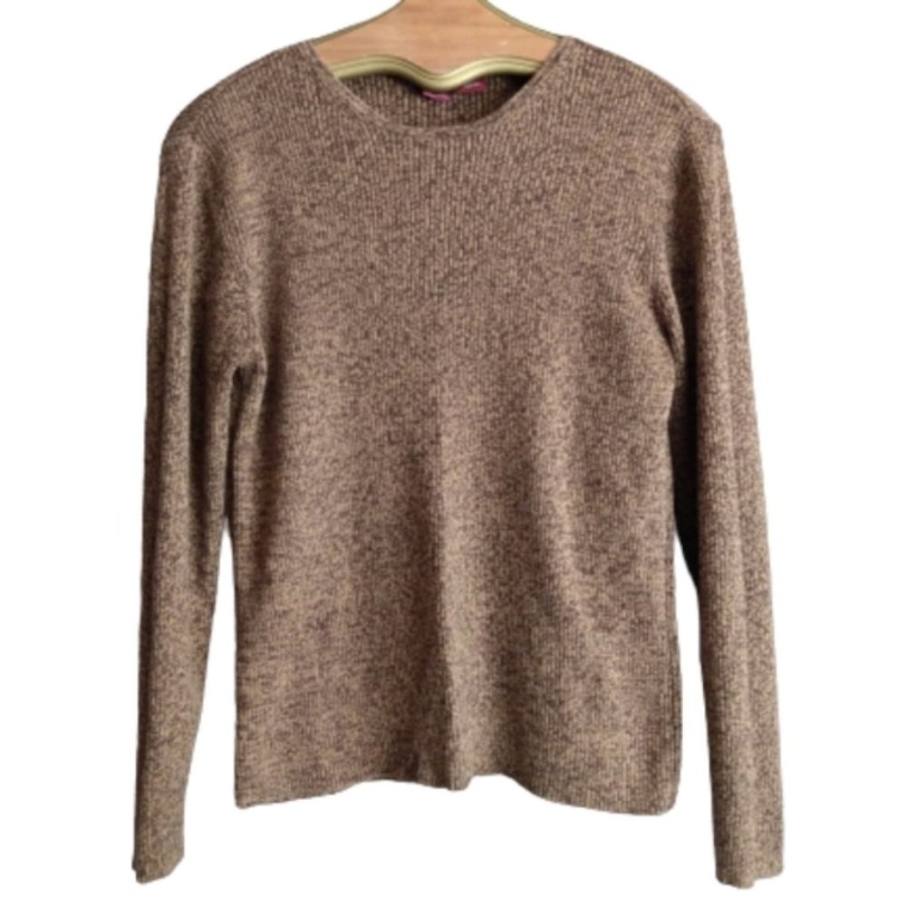 MERONA Brown Rib Knit Blouse L